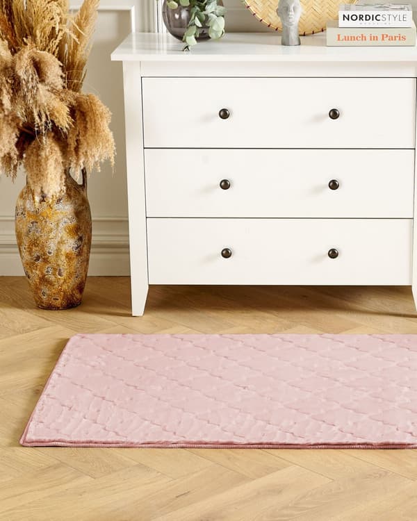 Fluffy Gulvtæppe Lyserød Pels 80 x 150 cm Blødt Luv Tæppe til Soveværelse Moderne Pelstæppe Tilbehør til Stuen Ryatæppe Dekoration