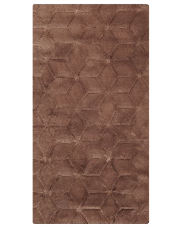 Tæppe af imiteret kaninpels Brun kunstig polyesterpels 80 x 150 cm Blødt, lurvet tæppe med høj luv