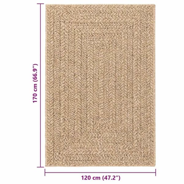 vidaXL Teppe ZIZUR 120x170 cm jute-utseende innendørs og utendørs