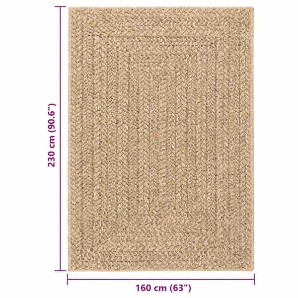 vidaXL Teppe ZIZUR 160x230 cm jute-utseende innendørs og utendørs