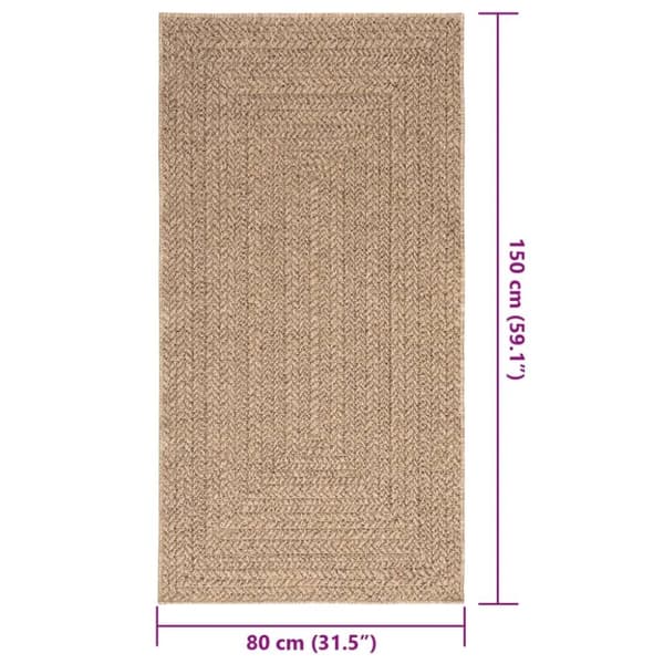 vidaXL gulvtæppe ZIZUR 80x150 cm jute-look indendørs og udendørs