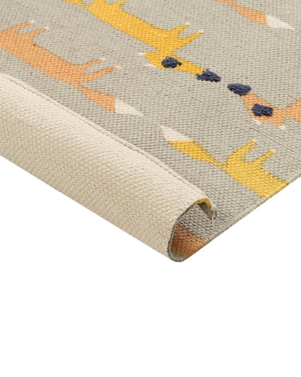 Matto harmaa 80 x 150 cm puuvilla suorakulmio kettukuvio käsintehty lastenhuone moderni
