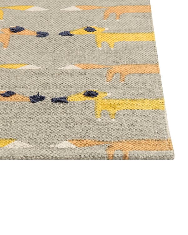 Matto harmaa 80 x 150 cm puuvilla suorakulmio kettukuvio käsintehty lastenhuone moderni
