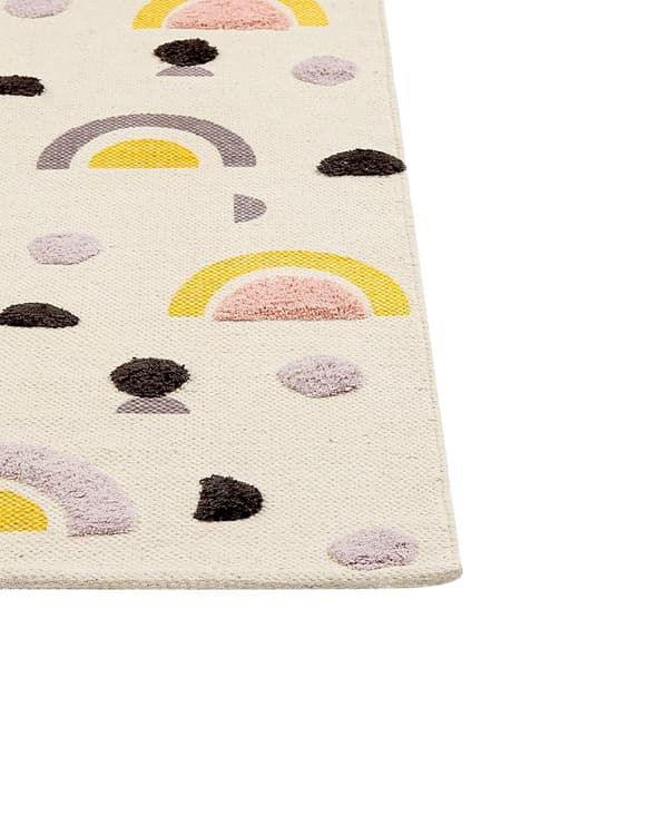 Matto monivärinen 80 x 150 cm puuvilla sateenkaarikuvio lastenhuone suorakulmio käsintehty