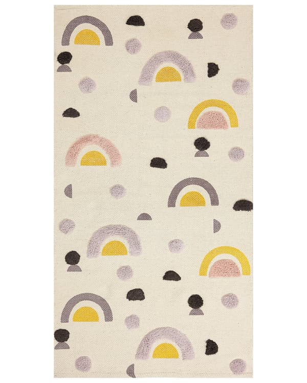 Matto monivärinen 80 x 150 cm puuvilla sateenkaarikuvio lastenhuone suorakulmio käsintehty