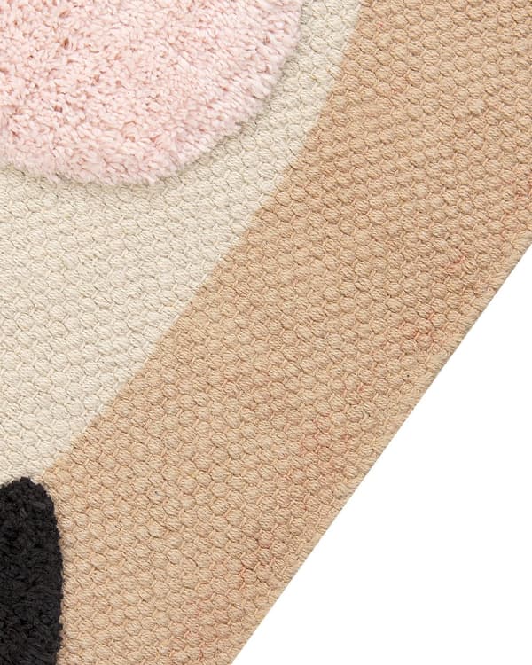 Matto beige 80 x 150 cm puuvilla käsinkudottu tuftattu pandakuvio lastenhuone suorakulmio