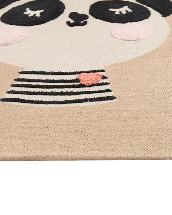 Matto beige 80 x 150 cm puuvilla käsinkudottu tuftattu pandakuvio lastenhuone suorakulmio