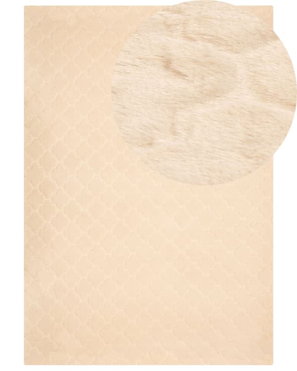 Matto beige 160 x 230 cm jäniksen tekoturkis kuvioitu pörröinen suorakulmio moderni
