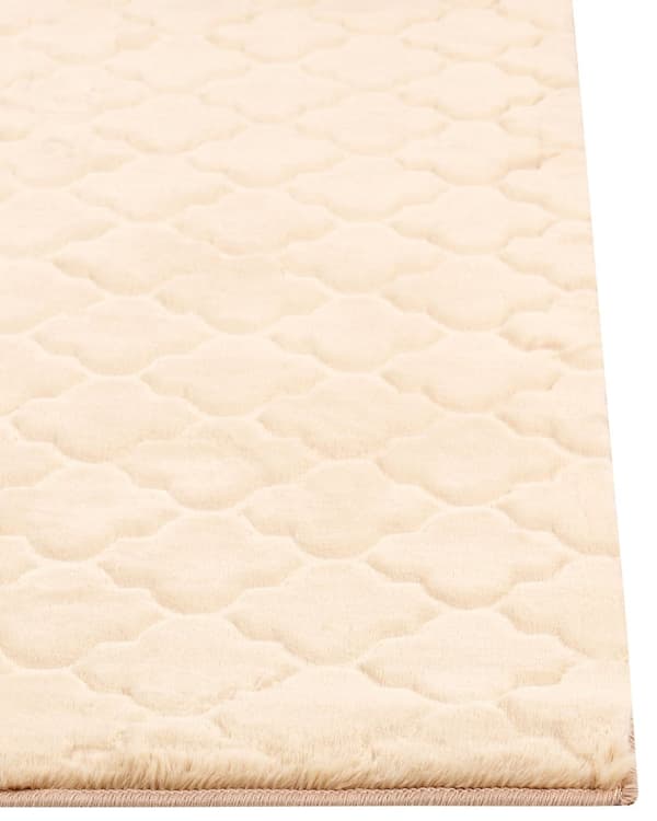 Matto beige 80 x 150 cm jäniksen tekoturkis kuvioitu pörröinen suorakulmio moderni