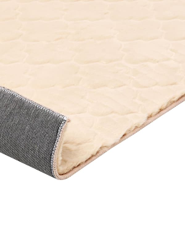 Matto beige 80 x 150 cm jäniksen tekoturkis kuvioitu pörröinen suorakulmio moderni