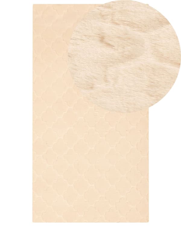 Matto beige 80 x 150 cm jäniksen tekoturkis kuvioitu pörröinen suorakulmio moderni