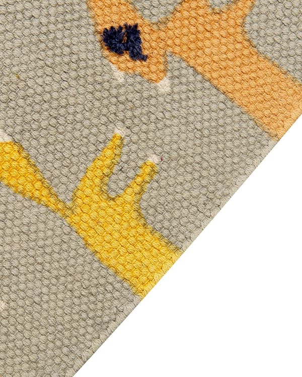 Børnetæppe grå bomuld polyester 80 x 150 cm tæppe med rævemotiv til legeværelse til legeværelse