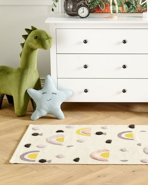 Öppen matta Flerfärgad bomull Polyester 80 x 150 cm Regnbågsmotiv med kort lugg för barn Lekrum