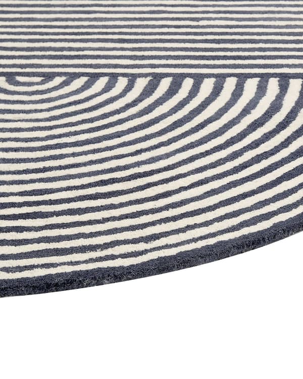Matta Vit och Graftigrå Ull Bomull 140 x 200 cm Oval Handtuftad Kort Lugg Randig Vardagsrum Sovrum