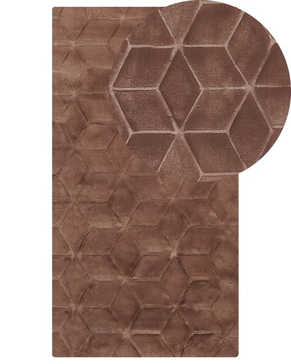 Teppe Brun Imitert kaninpels 80 x 150 cm Shaggy Moderne Stue Soverom Dekorativt