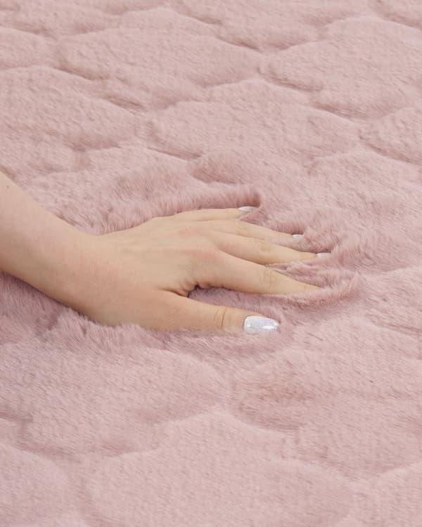 Teppe Rosa Fuskepels 160 x 230 cm Shaggy Moderne Stue Soverom Dekorativt