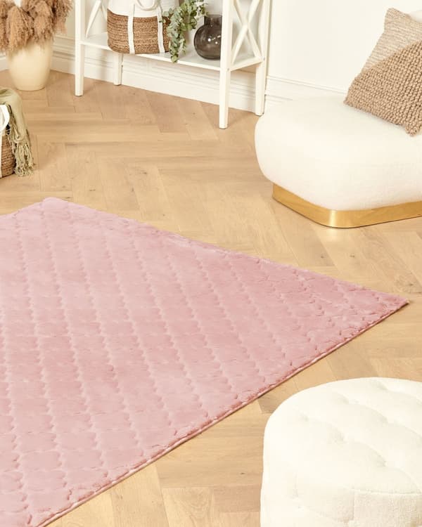 Teppe Rosa Fuskepels 160 x 230 cm Shaggy Moderne Stue Soverom Dekorativt