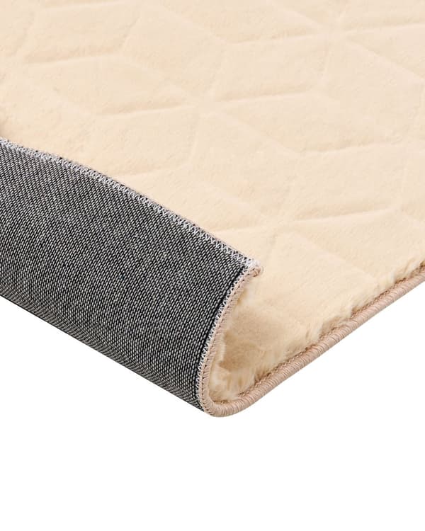 Teppe Beige Imitert kaninpels 80 x 150 cm Shaggy Moderne Stue Soverom Dekorativt