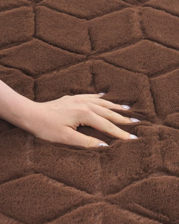 Teppe Brun Imitert kaninpels 160 x 230 cm Shaggy Moderne Stue Soverom Dekorativt