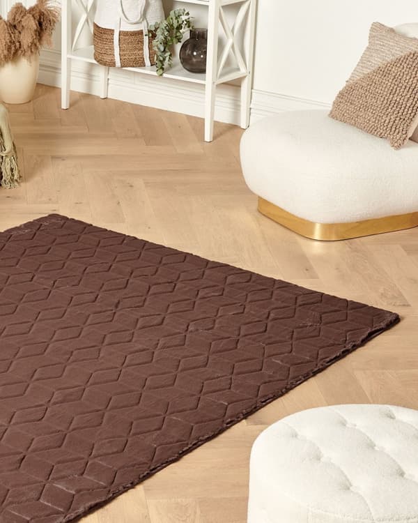 Teppe Brun Imitert kaninpels 160 x 230 cm Shaggy Moderne Stue Soverom Dekorativt