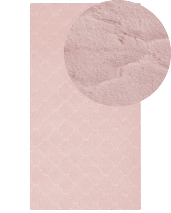 Teppe Rosa Fuskepels 80 x 150 cm Shaggy Moderne Stue Soverom Dekorativt