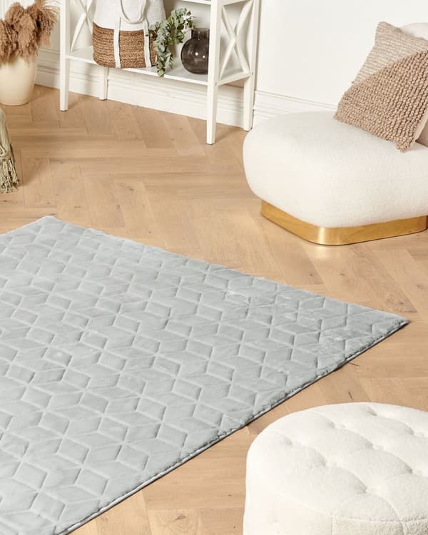 Teppe Lysegrå Imitert kaninpels 160 x 230 cm Shaggy Moderne Stue Soverom Dekorativt