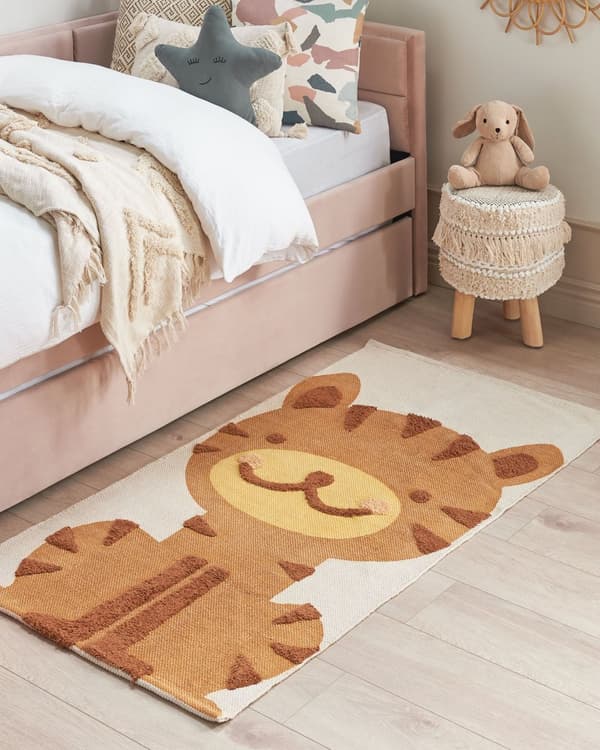 Fladetæppe Multicolour Cotton Polyester 80 x 150 cm Løber med tigerprint og lav luv til børneværelset