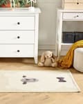 Miniatyrbilde 2 av 6: Barneteppe Beige Bomull 80 x 150 cm Håndvevd lekematte med bjørnemønster for barn