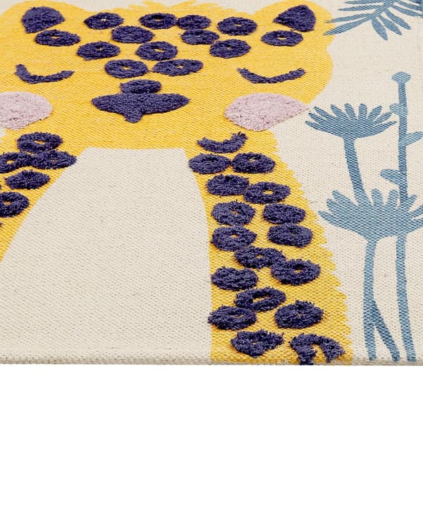 Bomullsteppe Bomull Polyester 80 x 150 cm Leopardmønster Løpebånd med lav luv til lekerom for barn