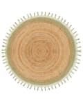 Miniatyrbilde 4 av 7: Teppe Beige Grønn Jute ø 140 cm Bohemsk Rustikk Håndvevd Flettet Naturlig materiale Stue Soverom