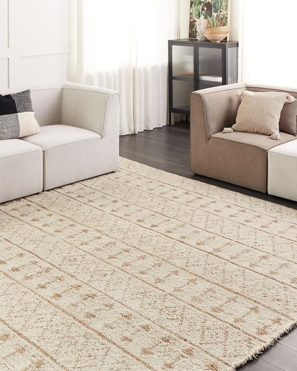 Matto beige hamppu 300 x 400 cm neliskulmainen käsin kudottu kaksipuolinen lyhytnukkainen moderni