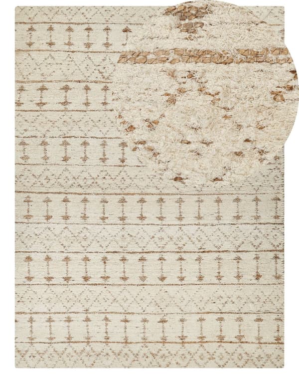Matto beige hamppu 300 x 400 cm neliskulmainen käsin kudottu kaksipuolinen lyhytnukkainen moderni