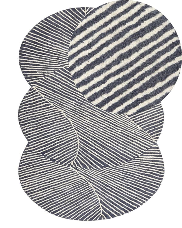 Teppe Hvit Grafittgrå Grå Bomull 140 x 200 cm Oval håndtuftet med lav luv Stripete