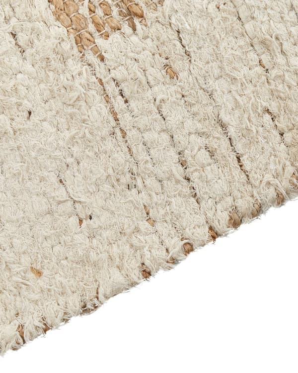 Gulvtæppe Beige jute og bomuld 300 x 400 cm Cut Shuttle Paddle Håndvævet Gulv