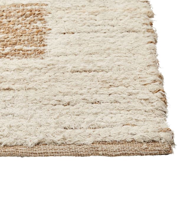 Gulvtæppe Beige jute og bomuld 300 x 400 cm Cut Shuttle Paddle Håndvævet Gulv