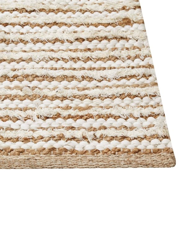 Moderne gulvtæppe Beige og hvid 300 x 400 cm Rektangulært håndvævet vendbart tæppe med lav bunke Moderne stue Soveværelse