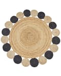 Miniatyrbilde 4 av 7: Teppe Svart Jute ø 140 cm Rund form Håndlaget Dekorativt Landlig stil Stue Soverom