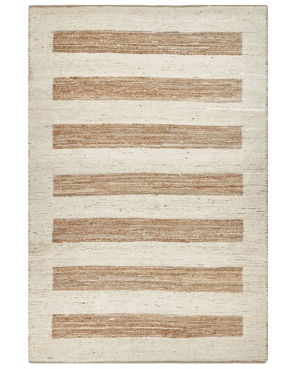 Matta Beige Jute och Bomull 200 x 300 cm Handvävd Modern Design Sliten Finish Vardagsrum Sovrum Hall