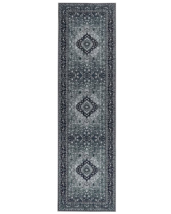 Matto polyesteri harmaa 80 x 300 cm käytävälle itämainen kuvio vintage-tyyli