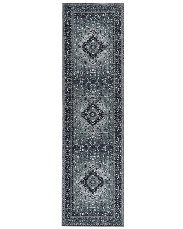 Matto polyesteri harmaa 80 x 300 cm käytävälle itämainen kuvio vintage-tyyli