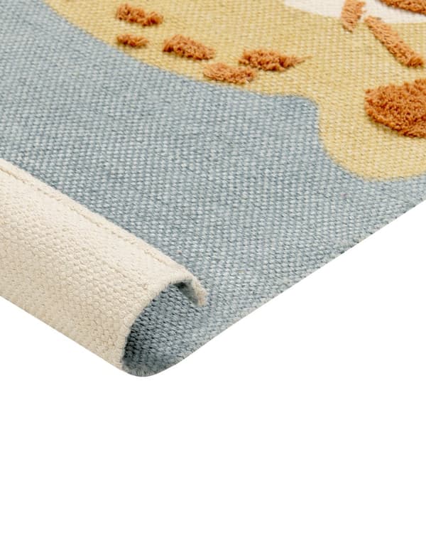 Teppe Gul Grå Bomull 80 x 150 cm Leopardmotiv Antiskli Lav lugg Barnerom Dekorativt