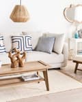 Miniatyrbillede 4 af 7: Gulvtæppe Lys Beige Jute 160 x 230 cm Rektangulær Gulvtæp med Frynser Fladvævet Løs Korthåret Tæppe til under Sofabord Soveværelse Entre