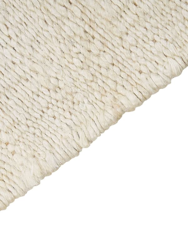 Gulvtæppe Lys Beige Jute 160 x 230 cm Rektangulær Gulvtæp med Frynser Fladvævet Løs Korthåret Tæppe til under Sofabord Soveværelse Entre