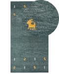 Miniatyrbilde 1 av 7: Teppe Beige Ull 80 x 150 cm Gabbeh Dyremønster Håndtuftet Stue Soverom Rustikk
