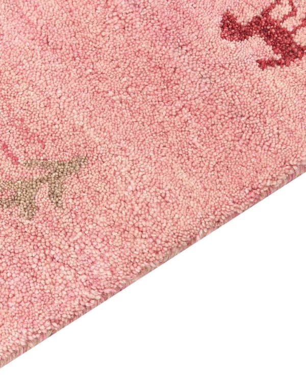 Ull gulvteppe rosa 160 x 230 cm Gabbeh håndtuftet westernmotiv rustikk moderne design
