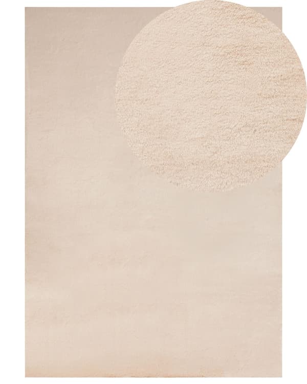 Kunstpelsteppe beige kunstig polyesterpels 160 x 230 cm mykt, lurvet teppe med høy luv