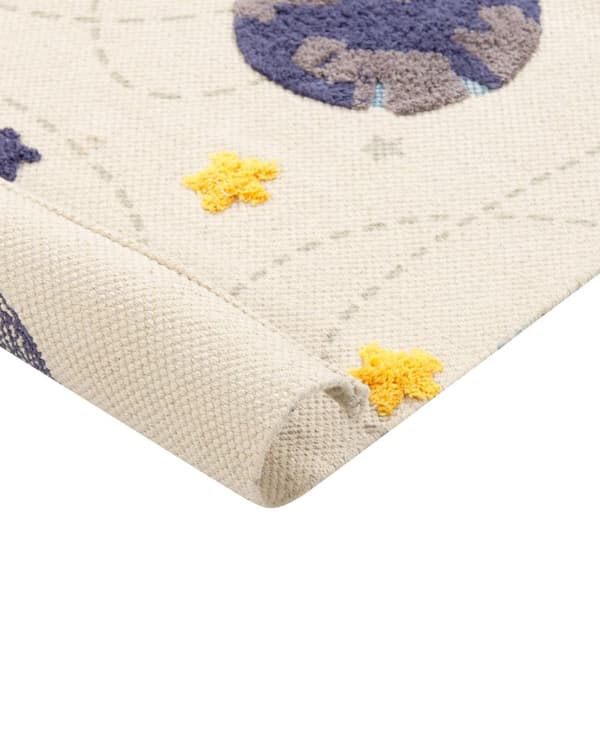 Gulvteppe Flerfarget Bomull 80 x 150 cm Galaksetrykk Løperteppe med lav luv Lekerom Barnerom