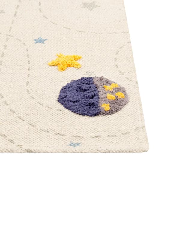 Gulvteppe Flerfarget Bomull 80 x 150 cm Galaksetrykk Løperteppe med lav luv Lekerom Barnerom