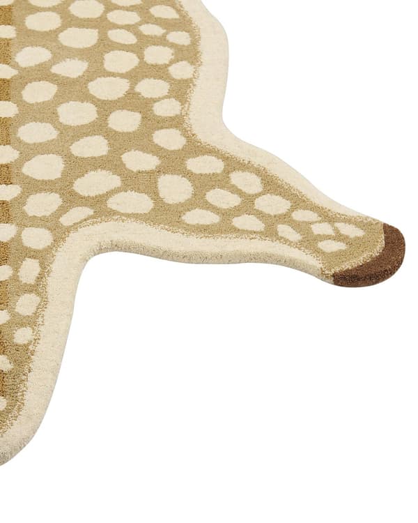 Børnetæppe Beige Uld Bomuld Bagside 100 x 160 cm Legerumsmåtte Dyr Hjort krondyr Print Børneværelse Soveværelse
