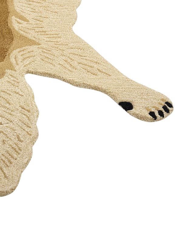 Barnmatta Beige Ull Bomullsbaksida 100 x 160 cm Handtuftad Lekrumsmatta Djur Vargtryck Barnrum Sovrum